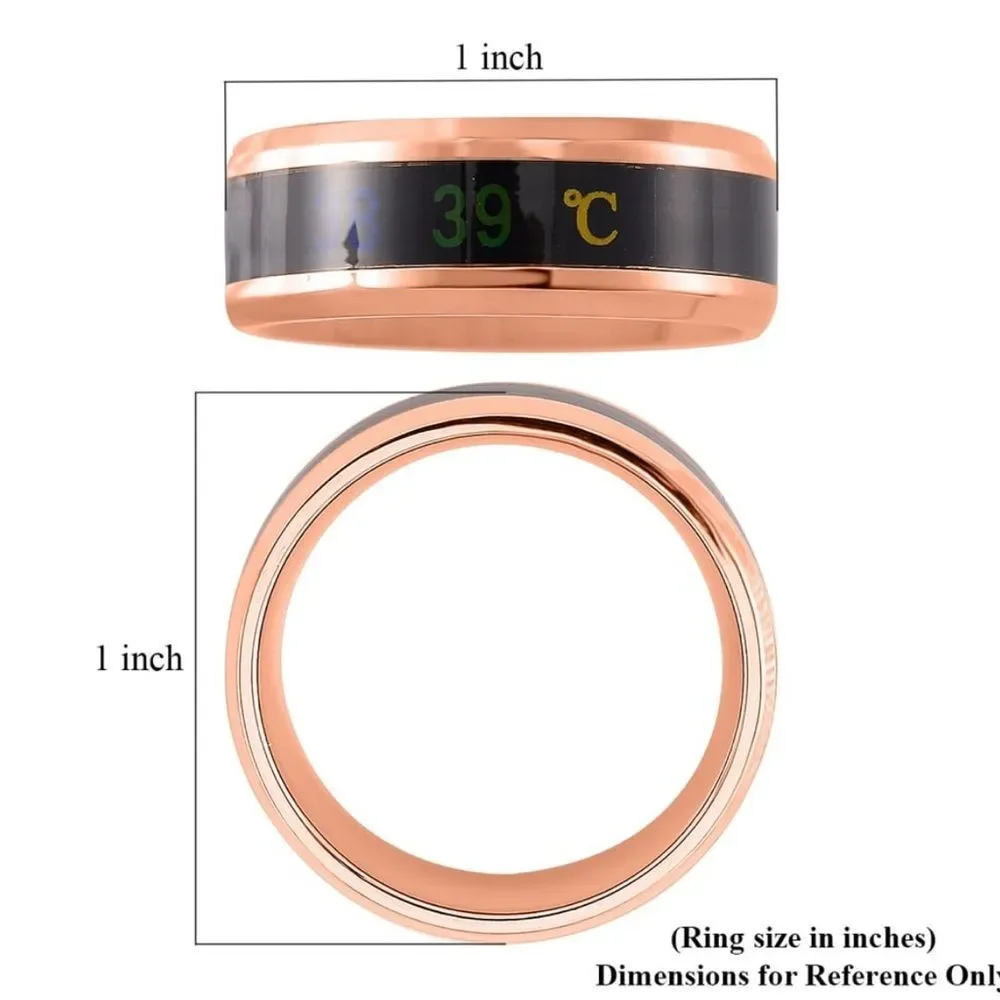 Celsius Smart Temperature Ring - Rose Gold and Black Stainless Steel 8